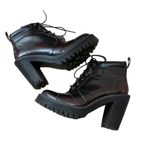 Dr. Martens Averil Women's Leather Heeled Ankle Boots Size 8 Burgundy - Picture 5 of 9